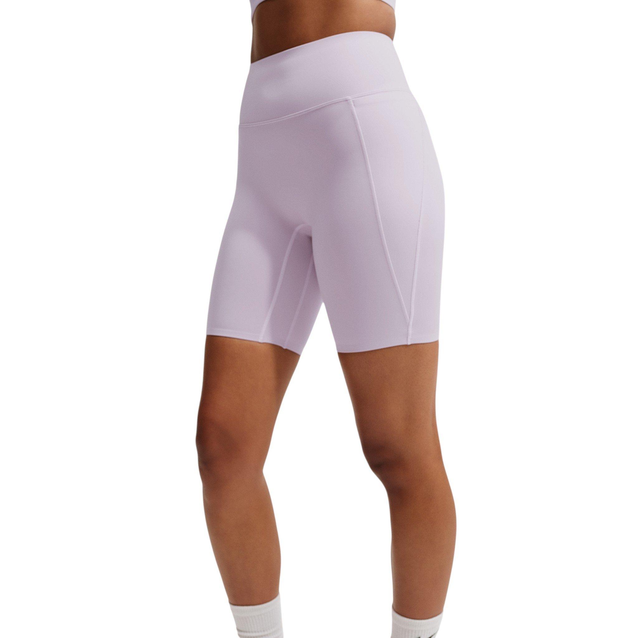 Nike Women's Universa High-Waisted 8" Biker Shorts with No Front Seam - Purple/Pink - PURPLE/PINK